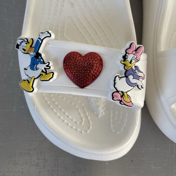 CROCS Classic Crush Platform Sandal Chunky Slides Mickey Minnie Disney Charms W8 - Picture 3 of 13
